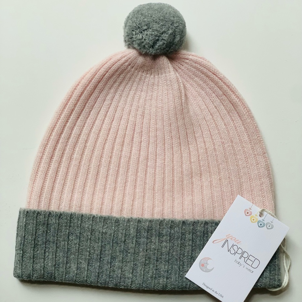 MERINO WOOL BEANIE hat for toddlers girls Pink baby girl hat size 2-3y (50-52cm)